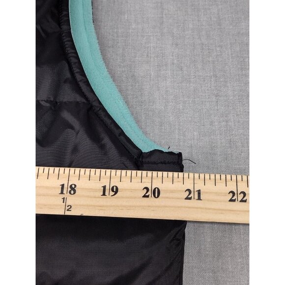 Women's Reversible Puffer Vest Black and Teal Zip-Up Sleeveless Jacket USED - Picture 4 of 9